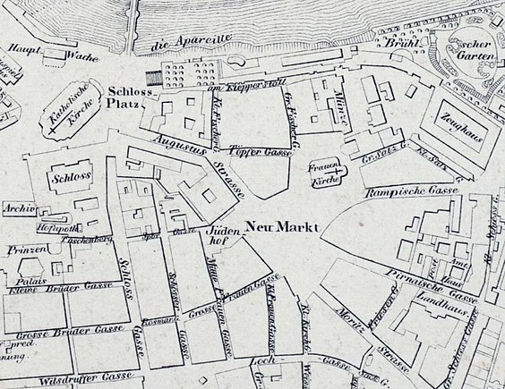 Jüdenhof auf dem Stadtplan von 1828.[17]