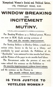 A handbill complaining about sexual discrimination during the movement. Suffragette handbill.jpg