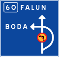 Advance direction sign diagrammatic indicating prohibition of left turning