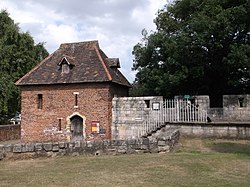 a square brick tower