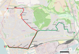 Netwerkkaart van de Tram Van Le Havre