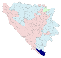 Kommunens läge i Bosnien och Hercegovina