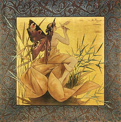 Composition avec nymphe ailée soufflant entre les roseaux (1887), Tempera sur toile - MNAC