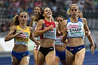 Natalija Pryschtschepa (ganz links), am Tag zuvor Europameisterin über 800 Meter, gab das Rennen auf