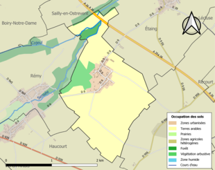 Carte en couleurs présentant l'occupation des sols.