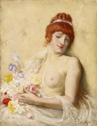 אשה עם פרחים