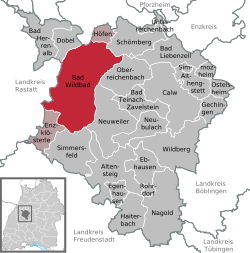 Elhelyezkedése Baden-Württemberg térképén