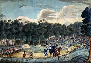 Taistelua esittävä maalaus vuodelta 1804.