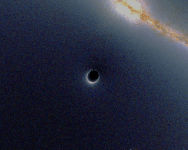 Προσομοίωση μιας μαύρης τρύπας όπως διέρχεται μπροστά από έναν γαλαξία