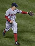 布罗克·霍特穿着棒球短裤与纯色长筒棒球袜（摄于2015年）