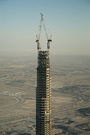 Burj Dubai aerial closeup in March 2008