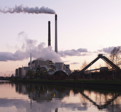 A coal power plant in Datteln--emissions trading or cap and trade is a market-based approach used to control pollution by providing economic incentives for achieving reductions in the emissions of pollutants Coal power plant Datteln 2 Crop1.png