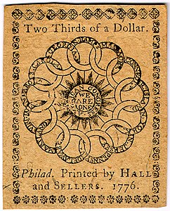 Continental Currency two-third dollar banknote reverse (February 17, 1776).jpg