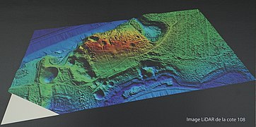 Vue de la cote 108 réalisée par le laboratoire GEGENAA de l'U.R.C.A. avec la méthode LIDAR.