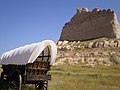 Fedett szekér az Oregon Trail-on Scotts Bluff National Monument-nél, Nebraska államban