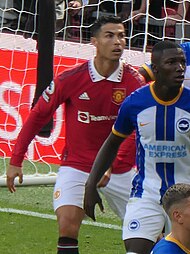 Ronaldo in a Premier League match against Brighton & Hove Albion in August 2022 Cr7 Manchester United v Brighton & Hove Albion, 7 August 2022 (32) (cropped).jpg