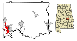 Location in شهرستان المور، آلاباما and the state of آلاباما