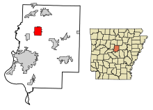 Faulkner County Arkansas Incorporated and Unincorporated areas Greenbrier Highlighted 0528510.svg
