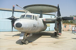 "Grumman E-2C Hawkeye" which is a fl...