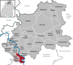 Poziția Haßmersheim pe harta districtului Neckar-Odenwald-Kreis