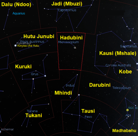 Hadubini (kundinyota) Kundinyota Hadubini (Microscopium) (CC BY-SA 4.0 © 2004-2016 Fabien Chereau et al. Stellarium)