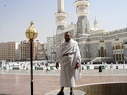 It's me wearing armour called ihram against devils during umrah in Makkah in 2007.