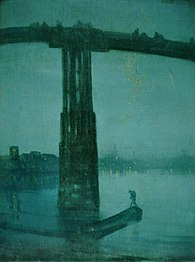Nocturne en bleu et or - le Vieux Pont de Battersea 1872-1875, huile sur toile, 67,9 × 50,8, Tate Gallery, Londres.