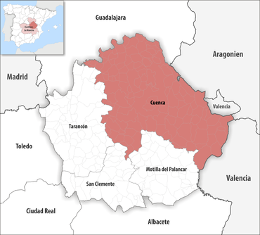 Die Lage des Gerichtsbezirk Cuenca in der Provinz Cuenca