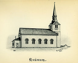 Kyrkan på teckning från 1873.