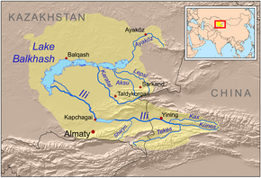 Balkaş Gölü havzası — Kaynak, — Ağız, Kazakistan