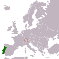 Lage von Portugal und Liechtenstein