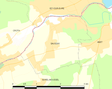 Carte de la commune de Saussay.