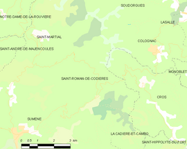 Mapa obce Saint-Roman-de-Codières