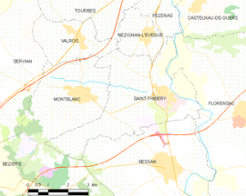 Mapa obce Saint-Thibéry