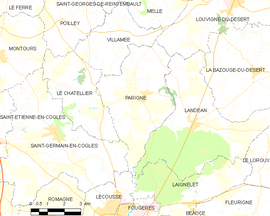 Mapa obce Parigné