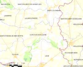 Mapa obce Corcoué-sur-Logne