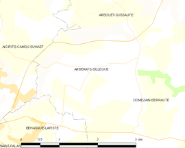 Mapa obce Arbérats-Sillègue