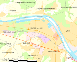 Mapa obce Mantes-la-Jolie