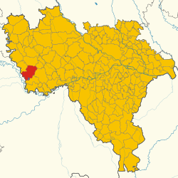 Elhelyezkedése Pavia térképén