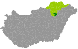 A Mezőcsáti járás elhelyezkedése Magyarországon