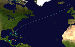 Parcours de l'ouragan Mitch