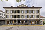 Historisches Museum in der Mitte, links Gemeindehaus, rechts Post