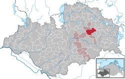 Elhelyezkedése Mecklenburg-Elő-Pomeránia térképén