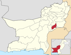 Karte von Pakistan, Position von Distrikt Nasirabad hervorgehoben