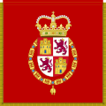 Bandera carmesí y toisón habsburgo con la corona de Castilla (Austrias)