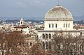 The square dome of the Great Synagogue emerging over Rome's skyline.