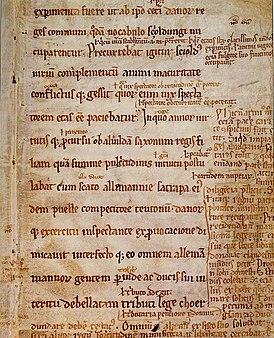 Gesta Danorum (Фрагмент из Анже[англ.]), аверс 1-й стр.