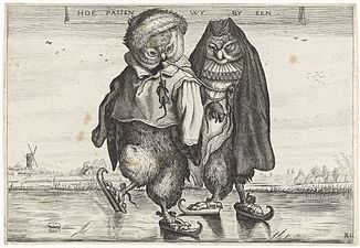 Hiboux, gravure (1620-1660).