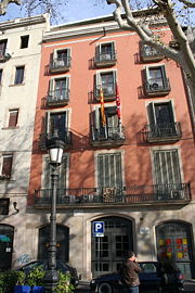 Seu del CADCI durant els fets del 6 d'octubre, a la Rambla de Santa Mònica de Barcelona, un dels llocs on hi va haver enfrontaments.