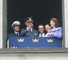 Daniel Westling and Victoria along with the royal family in April 2010 Swedishroyalfamilyalewi.jpg